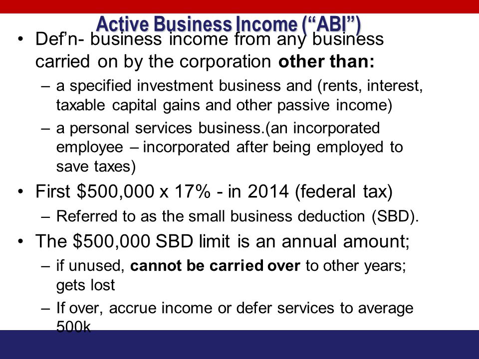 specified investment business income definition